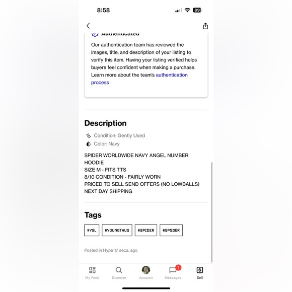 SP5DER NAVY ANGEL NUMBER HOODIE - Picture 8 of 8